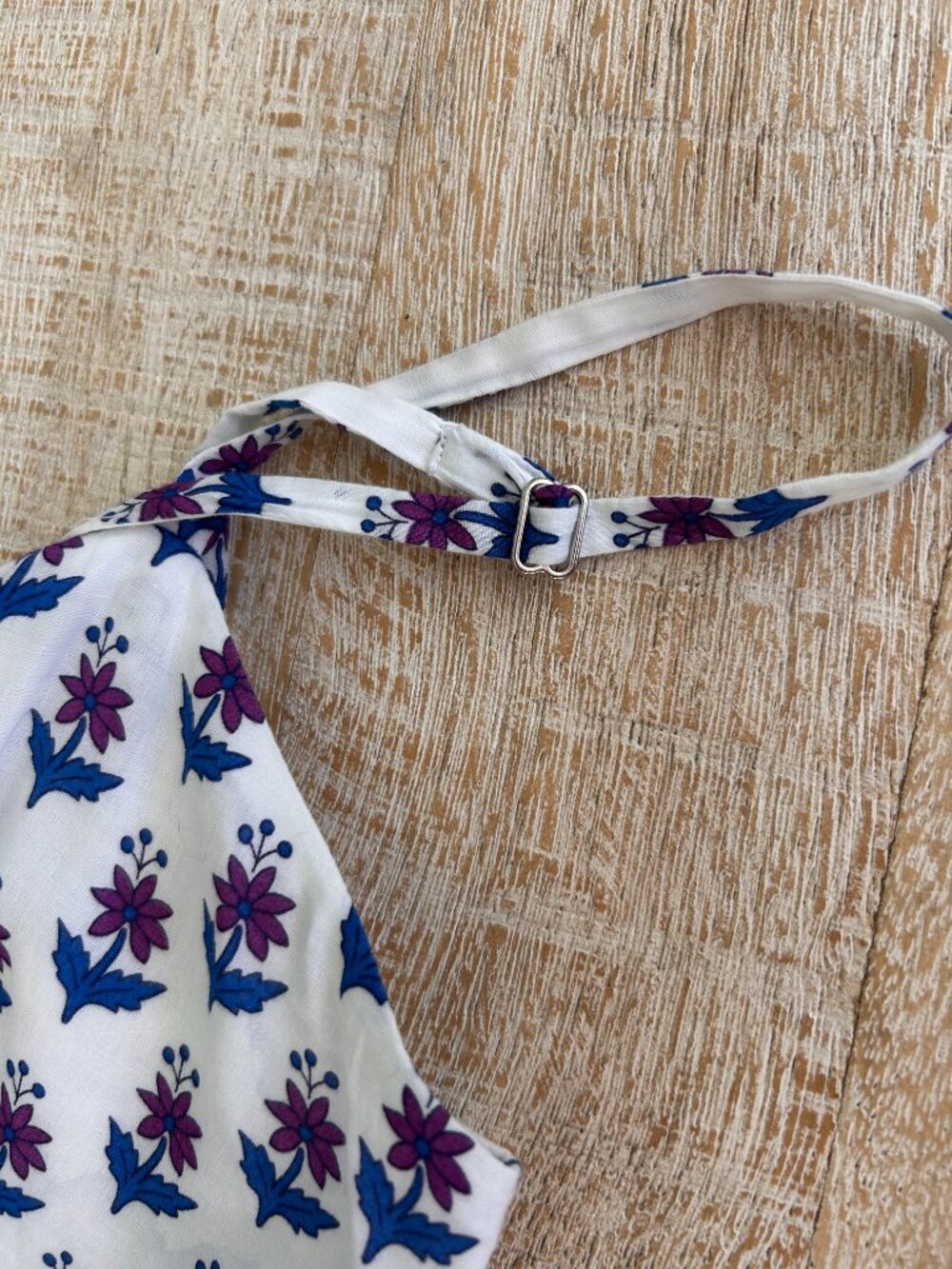 J. CREW Blue White Floral Block Print Smocked Patchwork CottonTiered Dress 4P - Picture 5 of 16